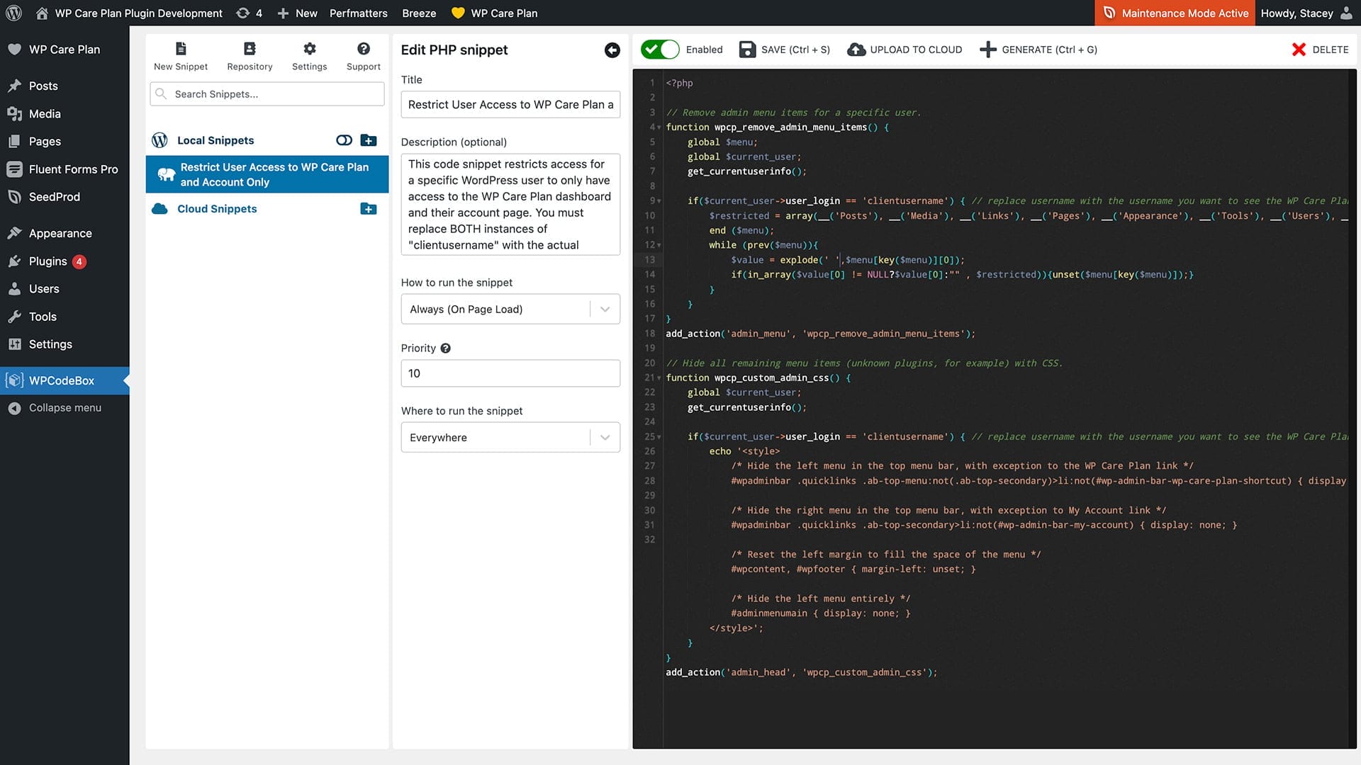 Screenshot of WBCodeBox